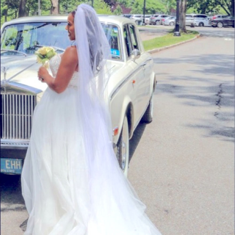 David’s Bridal Chapel length pencil edge veil
